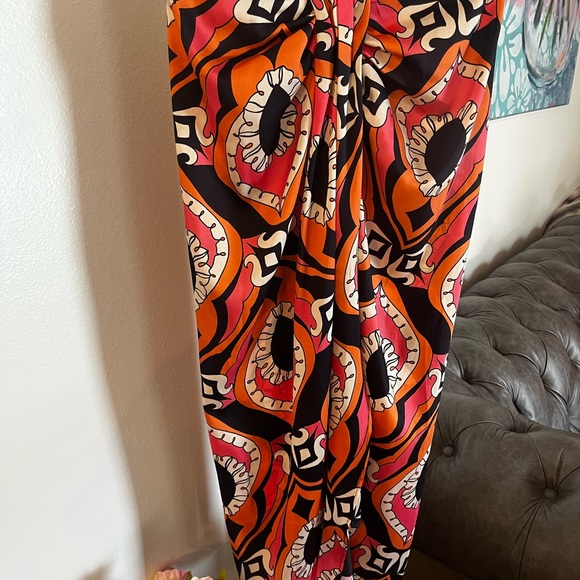 Zara Dresses & Skirts - Zara Orange and Navy Patterned Beach Cover up strapless dress